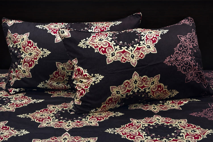 Darbaar Motifs Custom Bed Sheet Set in Burgundy