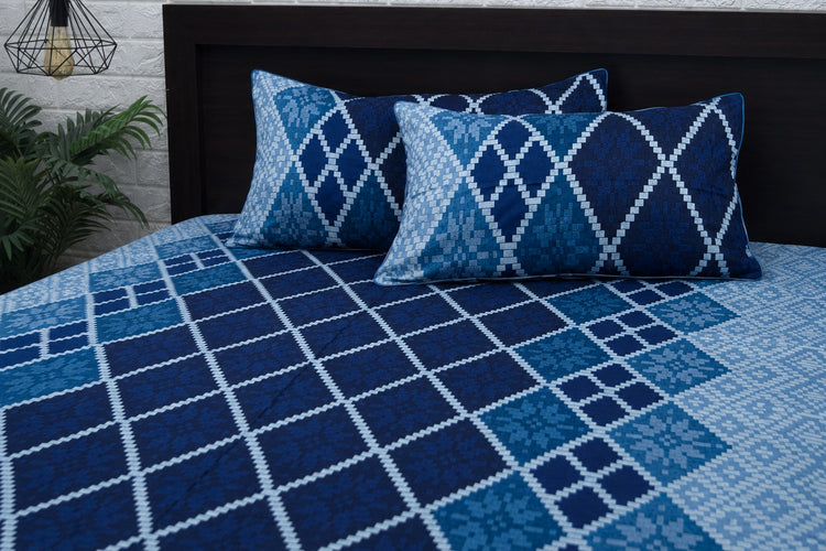 Mosaic Wall Custom Bed Sheet Set in Blue