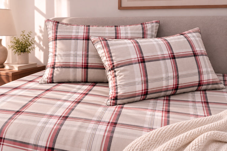 Mason Plaid Bed Sheet Set in Red