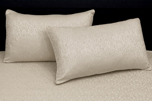 300TC Sateen Self Weave Royale Damask Custom Bed Sheet Set - Ivory