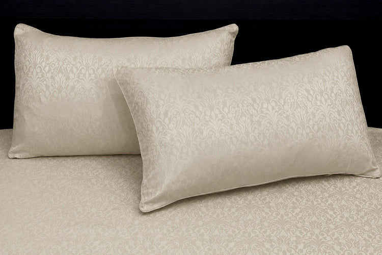 300TC Sateen Self Weave Royale Damask Custom Bed Sheet Set - Ivory