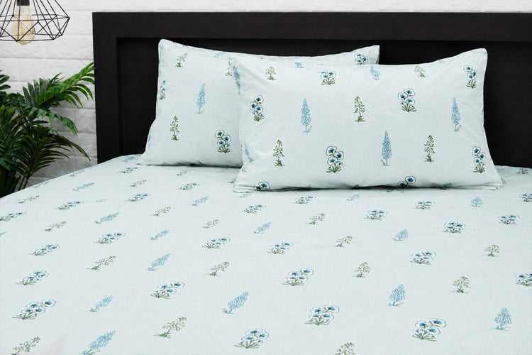 Cypress Grove Bed Sheet Set in Shades of Aqua Blue