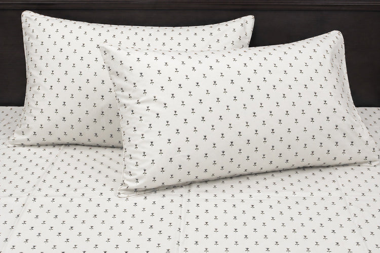 Little Buds Bed Sheet Set in White and Grey