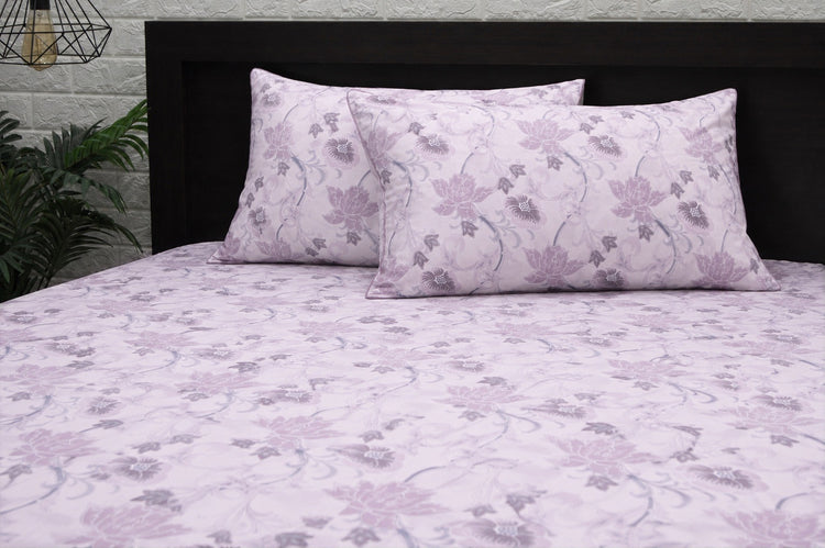 Jamal Floral Bed Sheet Set in Purple Lavender