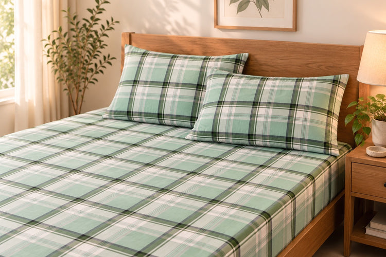 Mason Plaid Bed Sheet Set in Green