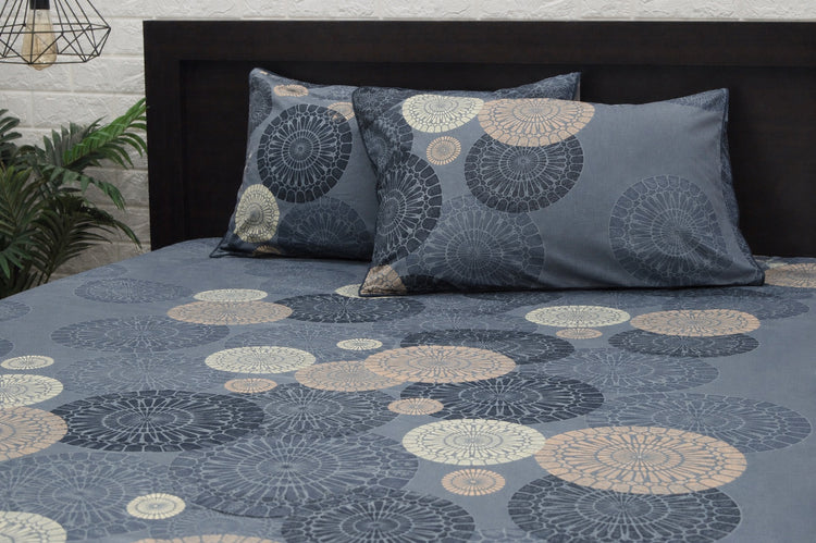 Mandala Medley Custom Bed Sheet Set in Blue