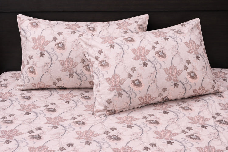 Jamal Floral Bed Sheet Set in Peach