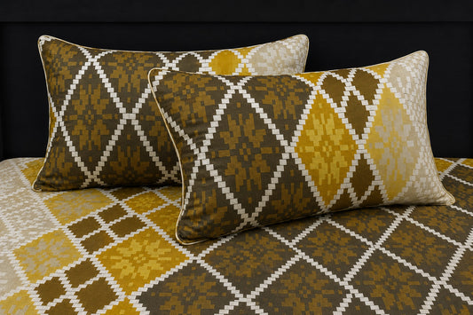 Mosaic Wall Custom Bed Sheet Set in Yellow