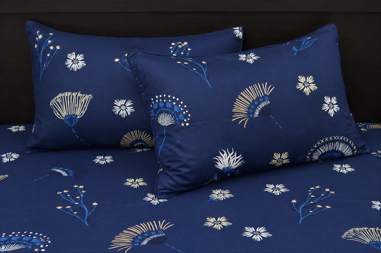 Ink Bloom Custom Bed Sheet Set in Blue