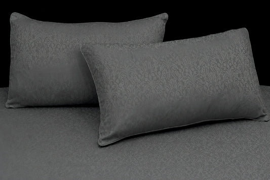 300TC Sateen Self Weave Royale Damask Custom Bed Sheet Set - Dark Grey