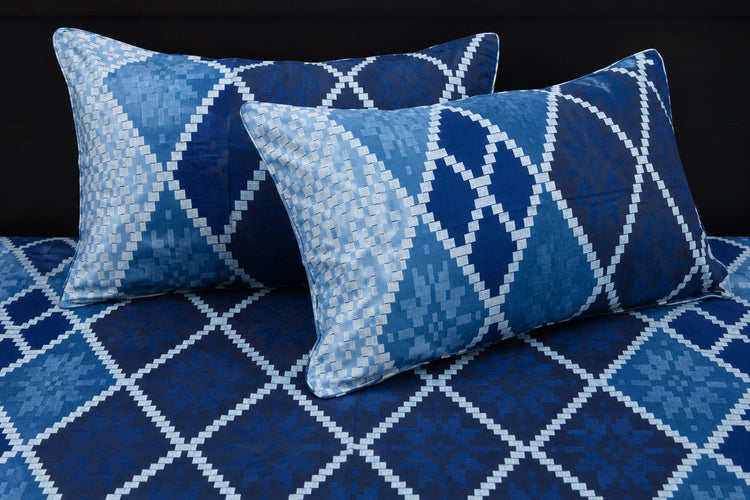 Mosaic Wall Custom Bed Sheet Set in Blue