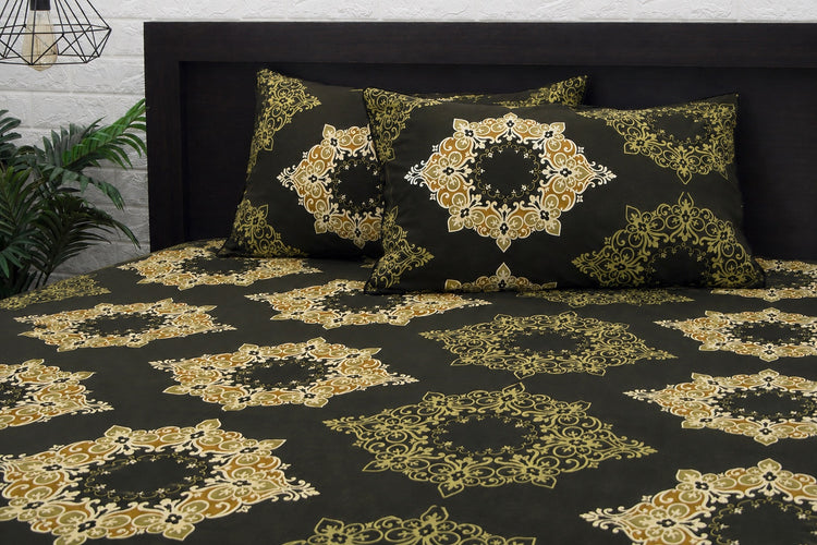 Darbaar Motifs Custom Bed Sheet Set in Green
