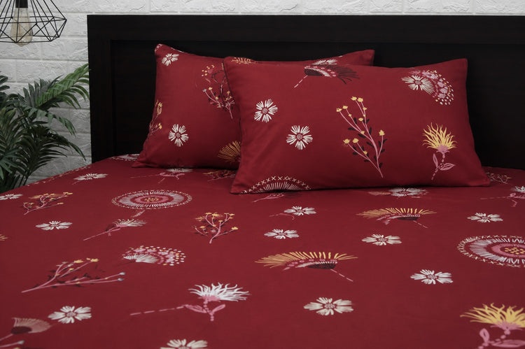 Ink Bloom Custom Bed Sheet Set in Red