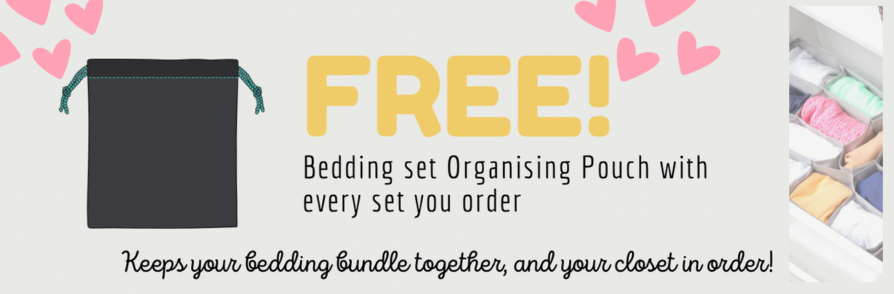 Free bedsheet set organising pouch, keeps your bedding bundle together and your closet in order
