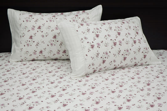 Jasmine Print Custom Bed Sheet Set in Shades of Pink and White