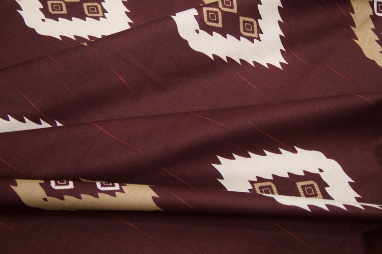 Abstract Motifs Print Custom Bed Sheet Set in Maroon Red