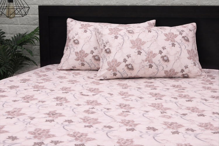 Jamal Floral Bed Sheet Set in Peach
