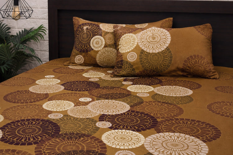 Mandala Medley Custom Bed Sheet Set in Mustard
