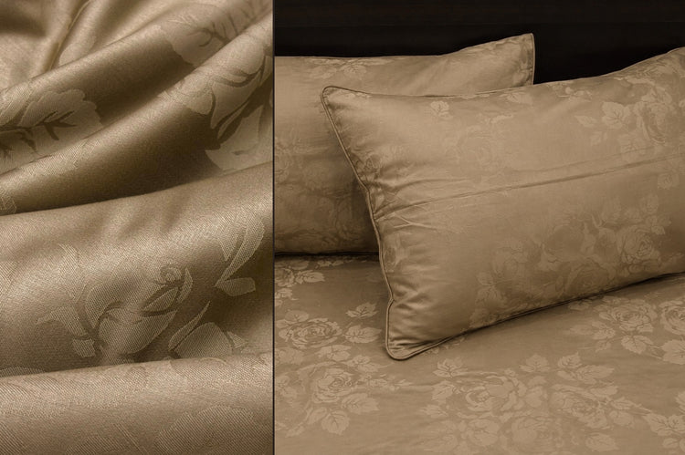 300TC Timeless Rose Custom Bed Sheet Set - Beige