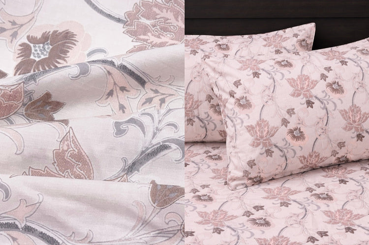 Jamal Floral Bed Sheet Set in Peach