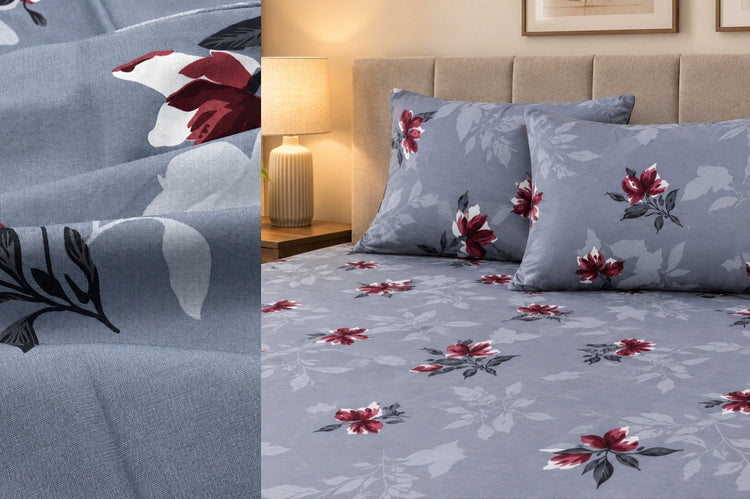 Amelia Bloom Custom Bed Sheet Set in Light Blueu