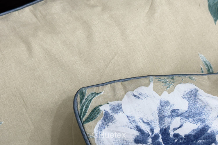 Vintage Beige Garden Custom Bed Sheet Set in Shades of Beige and Aqua