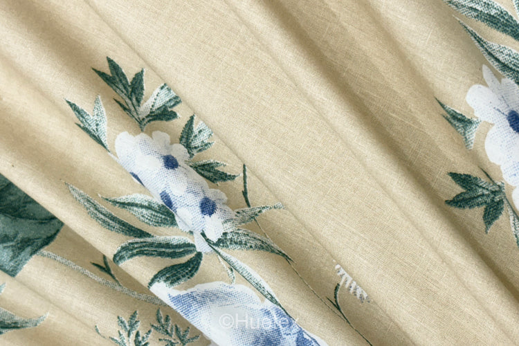 Vintage Beige Garden Custom Bed Sheet Set in Shades of Beige and Aqua