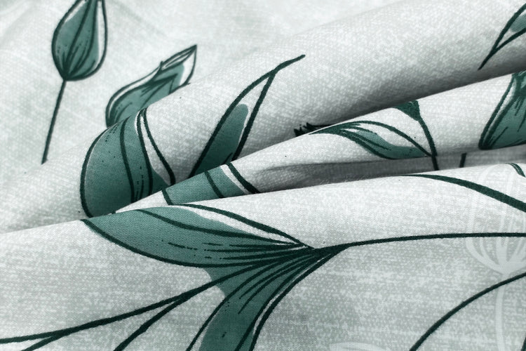 Grandiflora Bed Sheet Set in Shades of Grey and Green