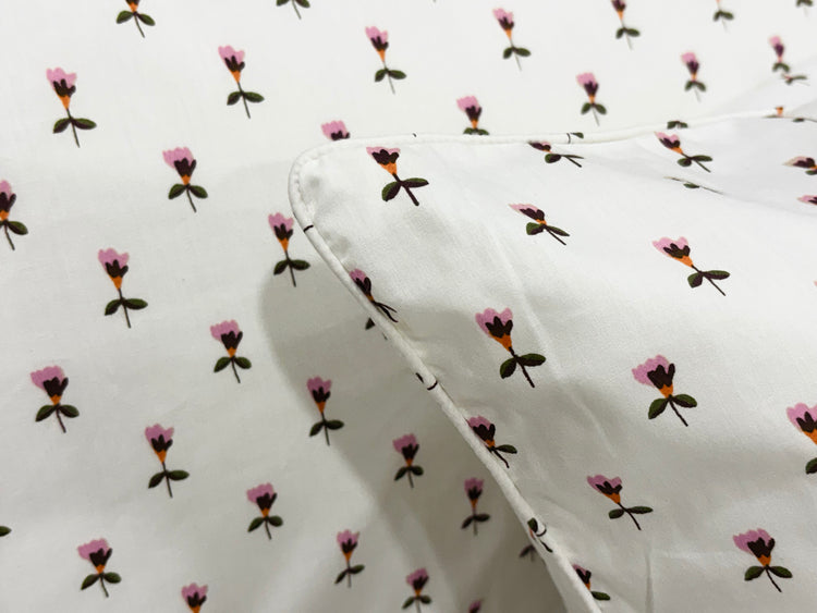 Little Buds Bed Sheet Set in White and Pink