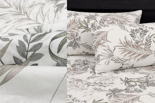 Bloom Botanical Custom Bed Sheet Set in Shades of White