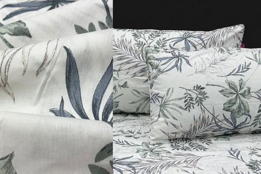 Bloom Botanical Custom Bed Sheet Set in Shades of White and Blue