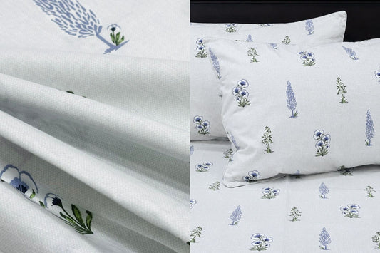 Cypress Grove Bed Sheet Set in Shades of Sky Blue