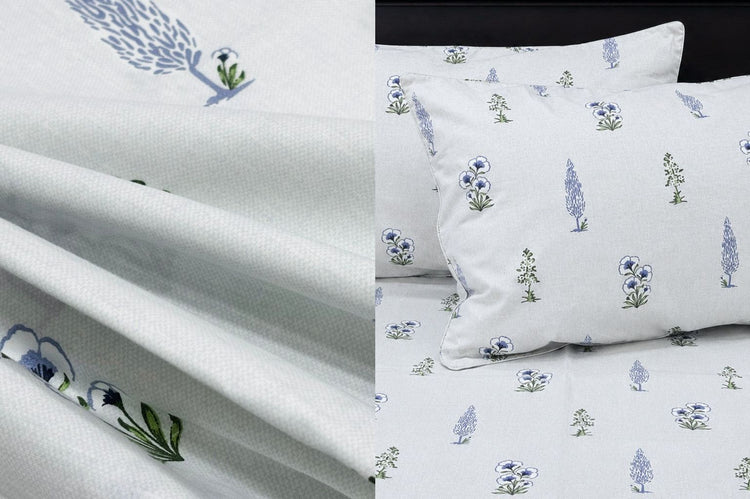Cypress Grove Bed Sheet Set in Shades of Sky Blue