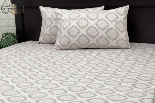400TC Medallion Print Custom Bed Sheet Set in Shades of Grey and Pink