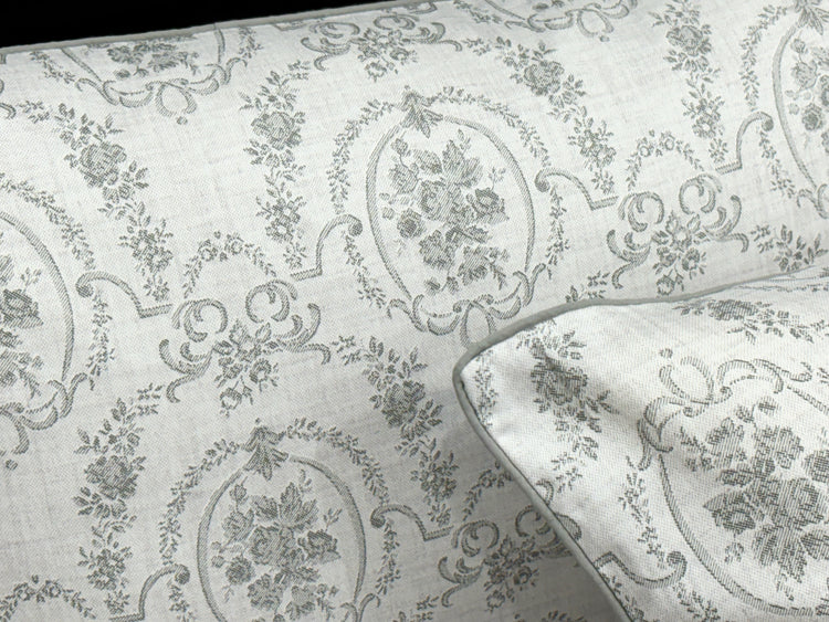 400TC Ivory Emblem Print Custom Bed Sheet Set in Shades of Grey