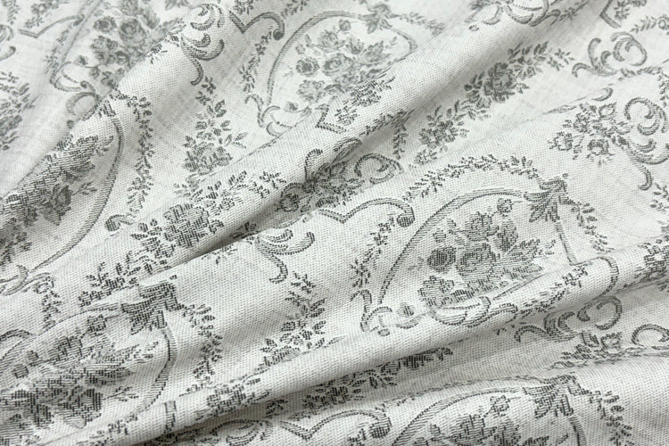 400TC Ivory Emblem Print Custom Bed Sheet Set in Shades of Grey