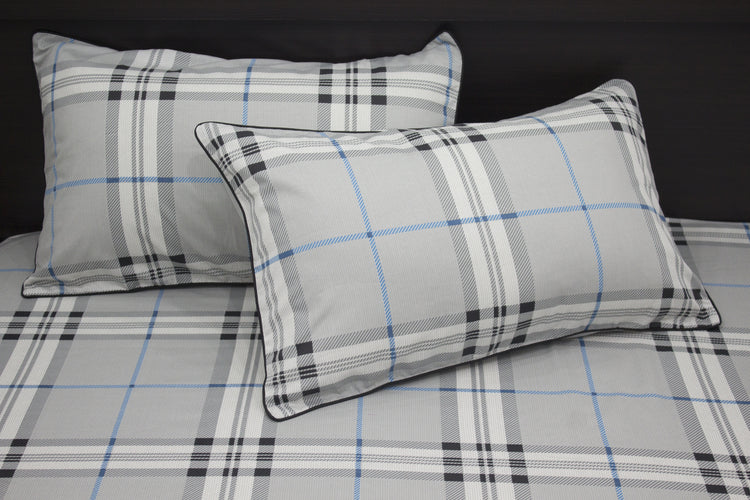 Scottish Print Custom Bed Sheet Set in Grey and Blue Shade
