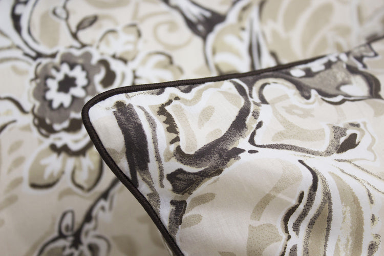 Arabic Floral Print Custom Bed Sheet Set in Shades of Beige and Brown