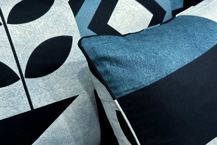 Aztec Noir Custom Bed Sheet Set in Blue