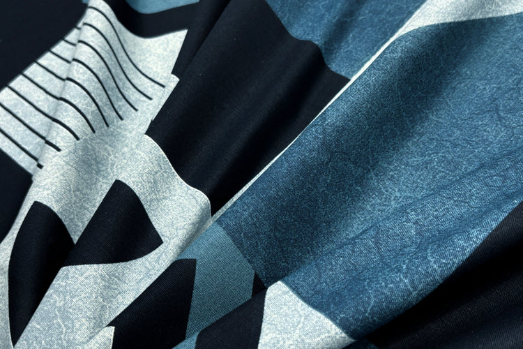 Aztec Noir Custom Bed Sheet Set in Blue