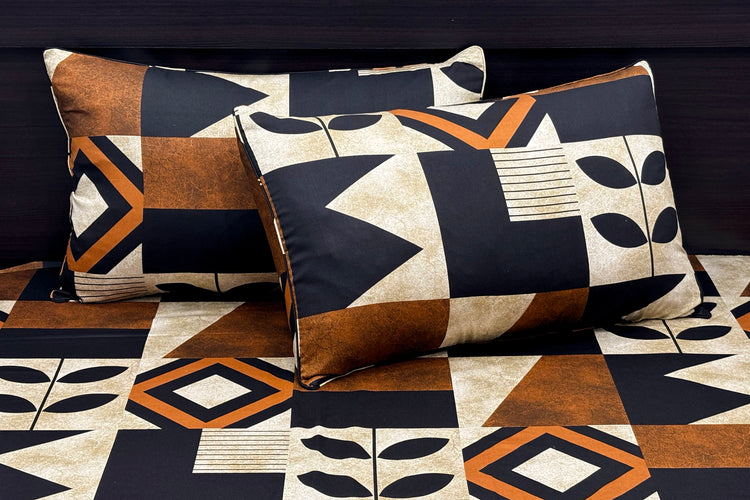 Aztec Noir Custom Bed Sheet Set in Brown