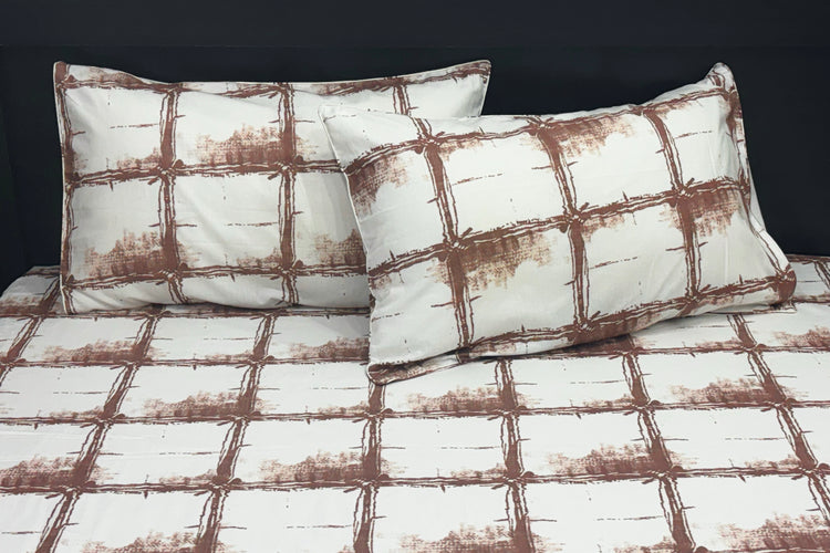 Art House Grid Custom Bed Sheet Set in Shades of Brown
