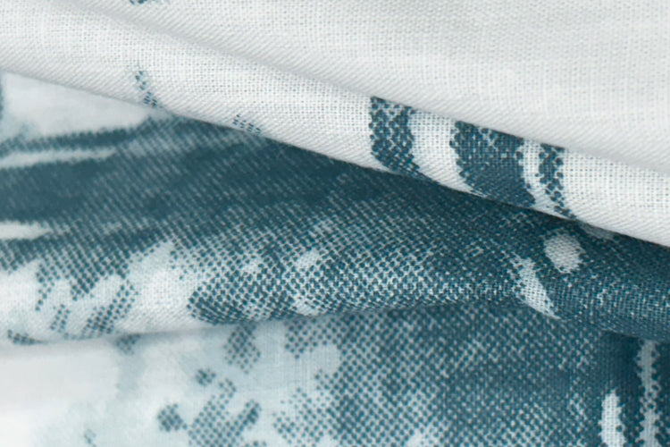 Art House Grid Custom Bed Sheet Set in Shades of Blue