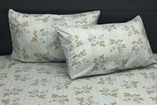 Gulbahaar Sage Custom Bed Sheet Set in Shades of Grey and Blue