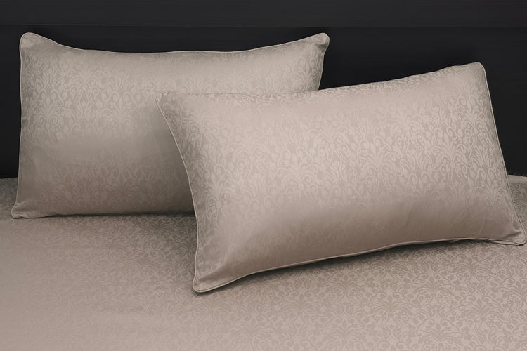 300TC Sateen Self Weave Royale Damask Custom Bed Sheet Set - Beige