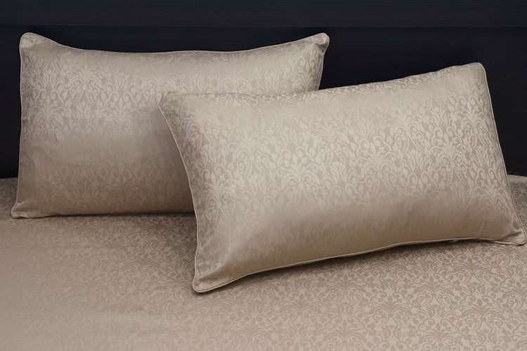 300TC Sateen Self Weave Royale Damask Custom Bed Sheet Set - Beige