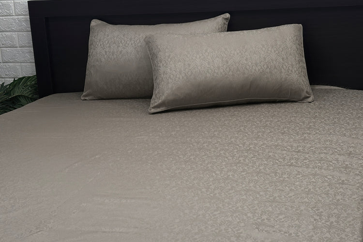 300TC Sateen Self Weave Royale Damask Custom Bed Sheet Set - Grey