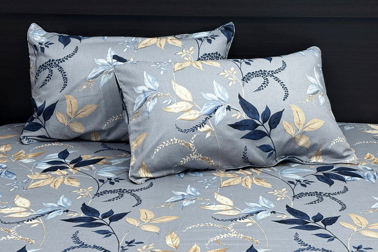 Maison Flora Custom Bed Sheet Set in Shades of Blue and Grey