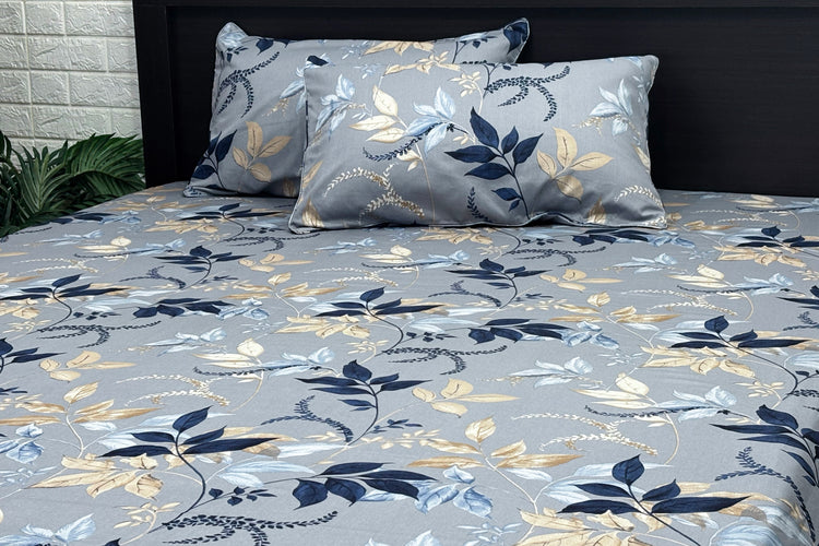 Maison Flora Custom Bed Sheet Set in Shades of Blue and Grey