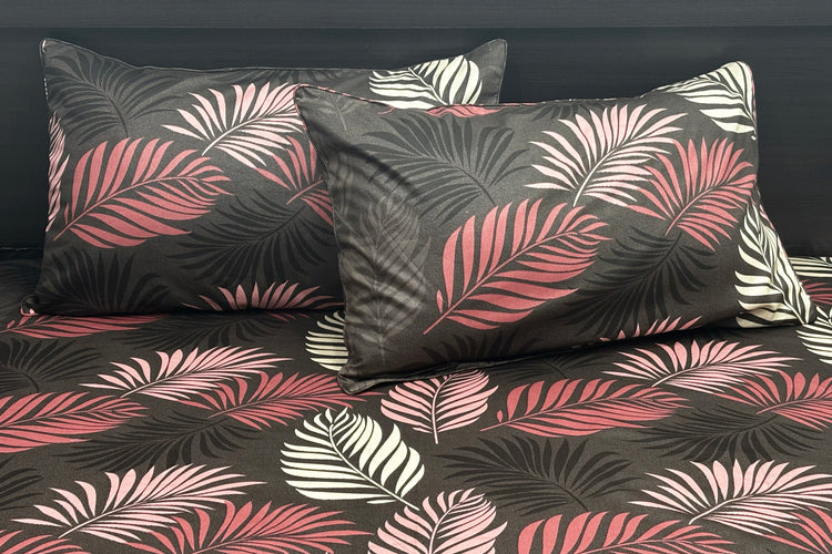 Jungle Leaf Custom Bed Sheet Set in Shades of Brown